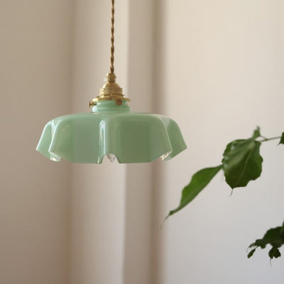 Elora Cream Floral Glass Pendant Light For Living & Dining OpalDwell