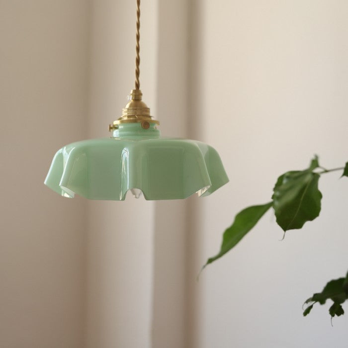 Elora Cream Floral Glass Pendant Light For Living & Dining OpalDwell