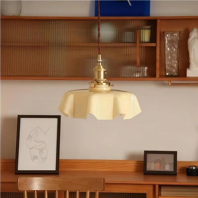 Elora Cream Floral Glass Pendant Light For Living & Dining OpalDwell