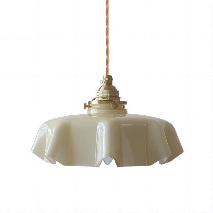 Elora Cream Floral Glass Pendant Light For Living & Dining OpalDwell
