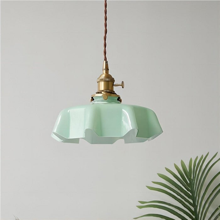 Elora Cream Floral Glass Pendant Light For Living & Dining OpalDwell