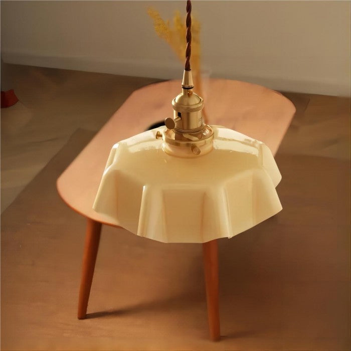 Elora Cream Floral Glass Pendant Light For Living & Dining OpalDwell
