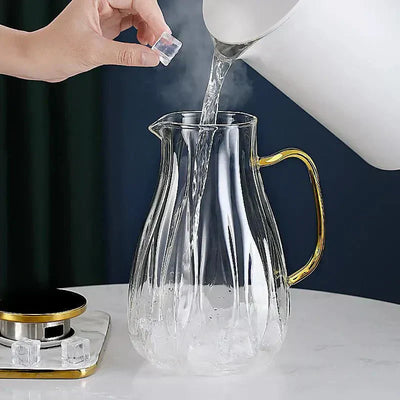 Glass Pitcher Set With Stainless Lid And Cups For Hot Or Cold Drinks - OpalDwell