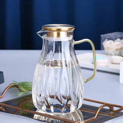 Glass Pitcher Set With Stainless Lid And Cups For Hot Or Cold Drinks - OpalDwell