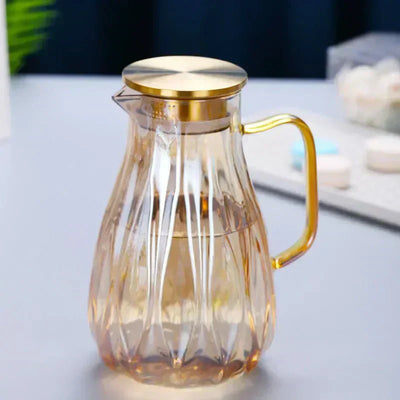 Glass Pitcher Set With Stainless Lid And Cups For Hot Or Cold Drinks - OpalDwell