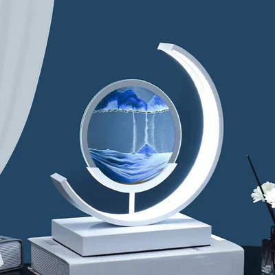 LumenVale Sandscape Table Lamp With Moving Sand Patterns For Relaxation Spaces - OpalDwell