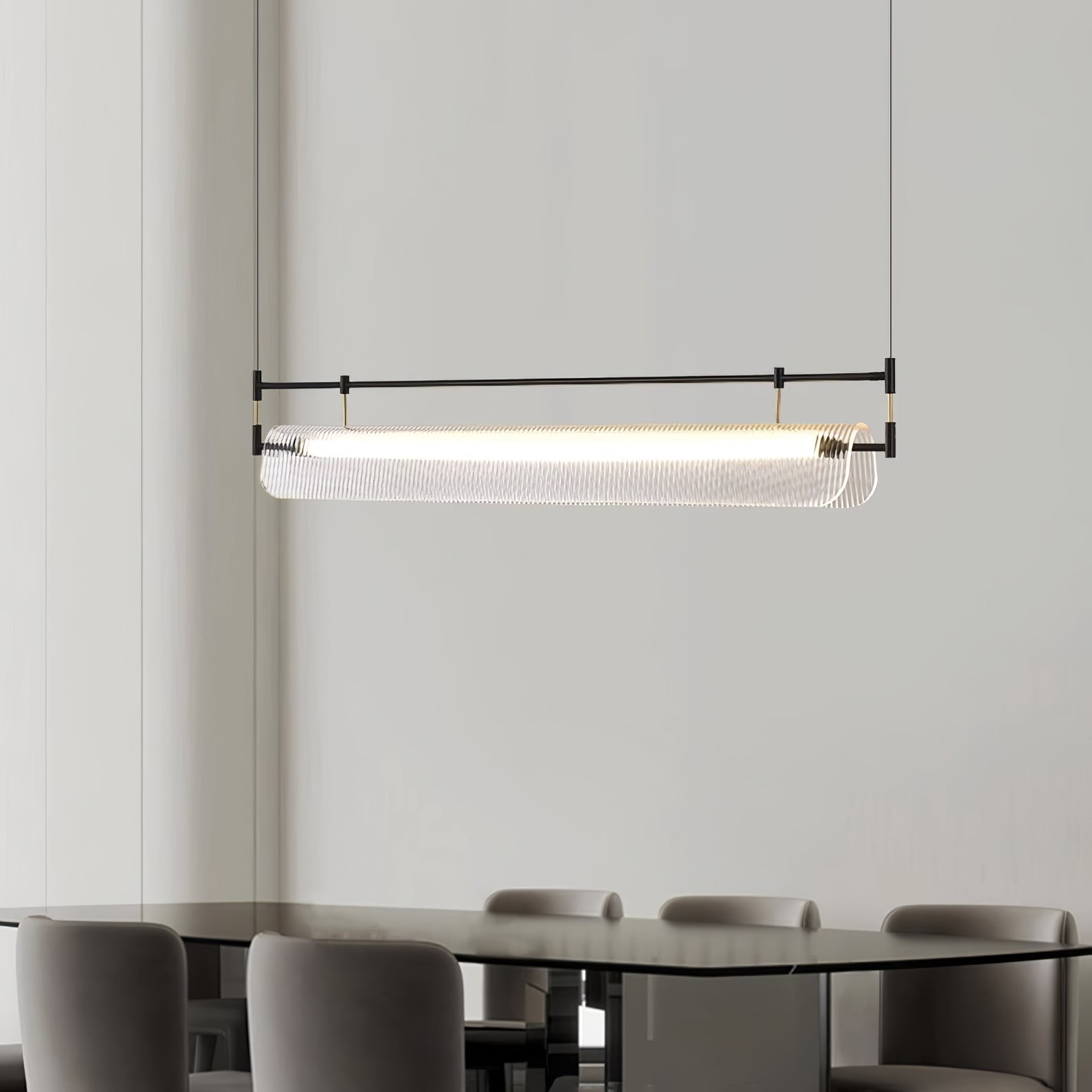 NovaLine Linear Strip Chandelier in Modern Metal Finish - OpalDwell