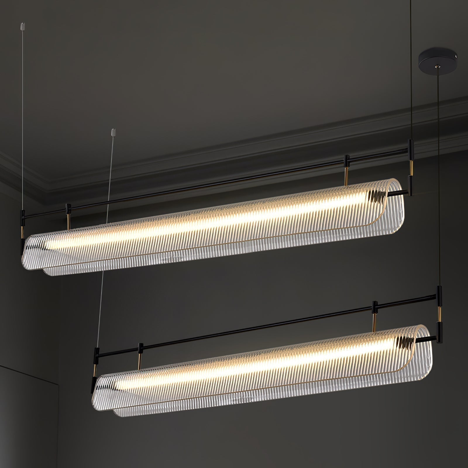 NovaLine Linear Strip Chandelier in Modern Metal Finish - OpalDwell