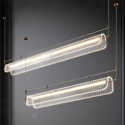 NovaLine Linear Strip Chandelier in Modern Metal Finish - OpalDwell