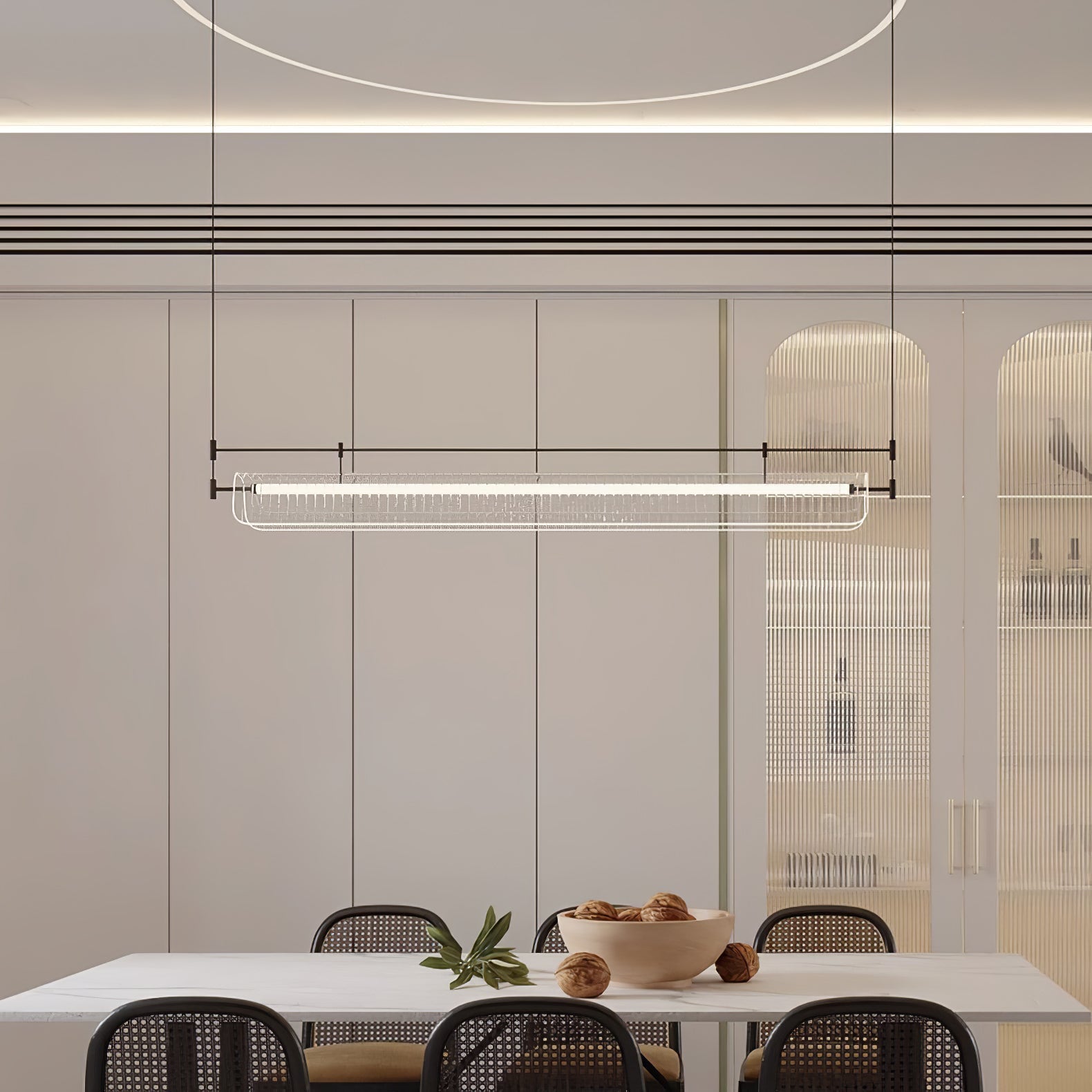NovaLine Linear Strip Chandelier in Modern Metal Finish - OpalDwell