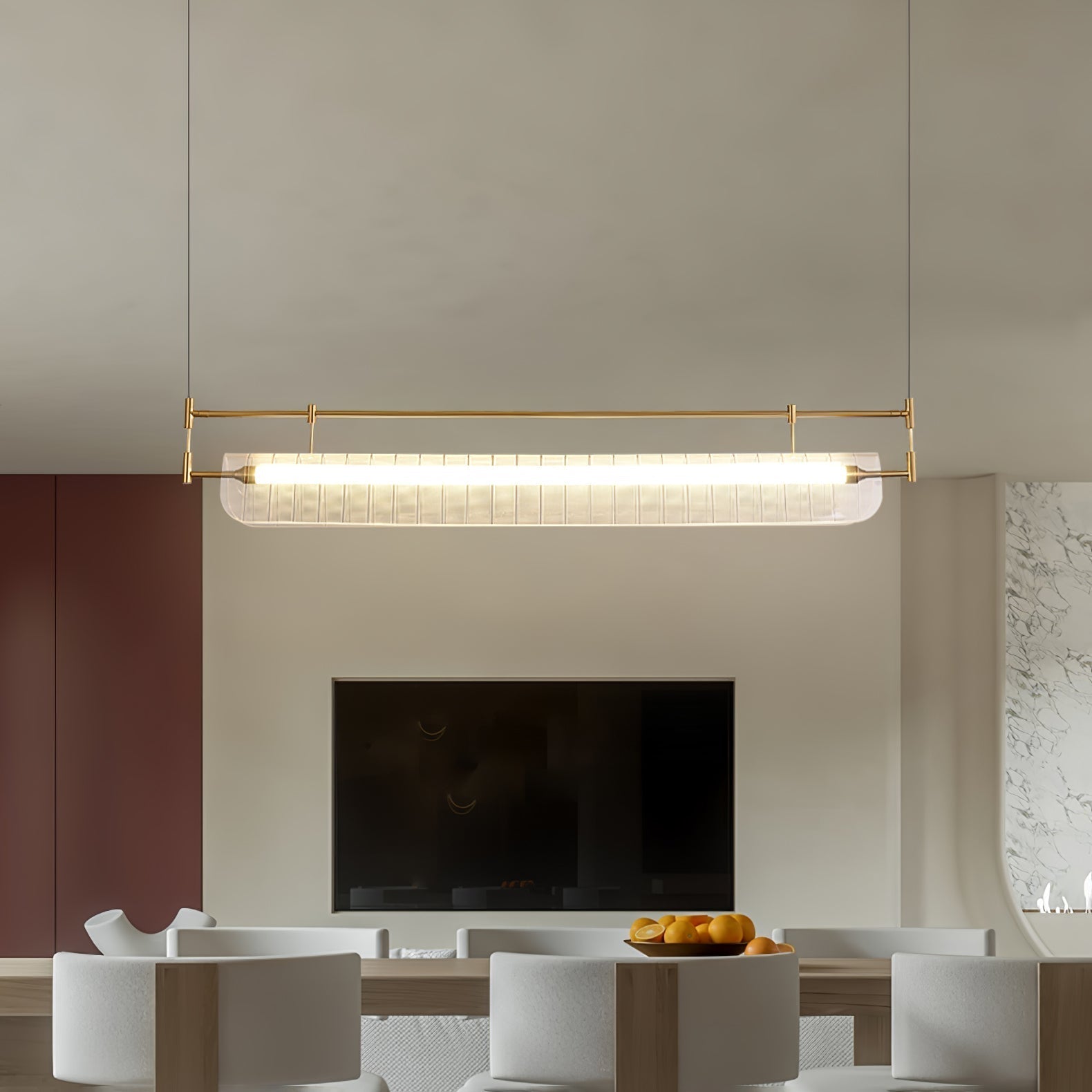 NovaLine Linear Strip Chandelier in Modern Metal Finish - OpalDwell