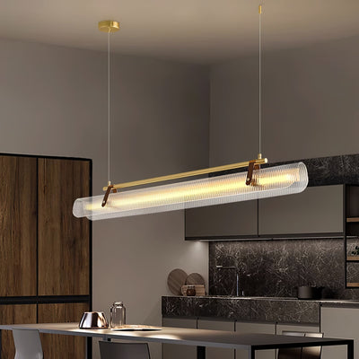 NovaLine Linear Strip Chandelier in Modern Metal Finish - OpalDwell