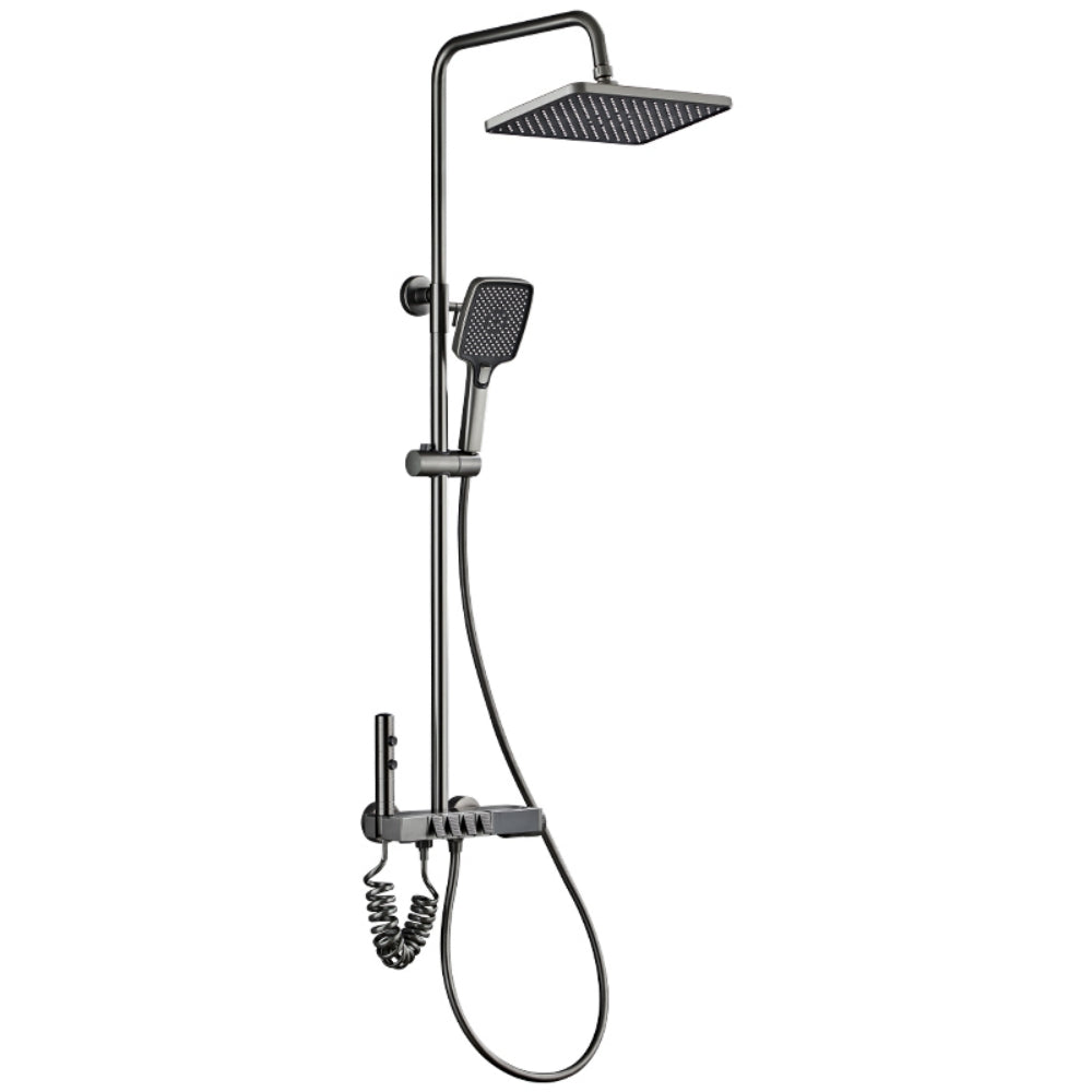 Navaro Ash-Plated Thermostatic Shower Set With Digital Display And Pressurized Faucet | OpalDwell OpalDwell