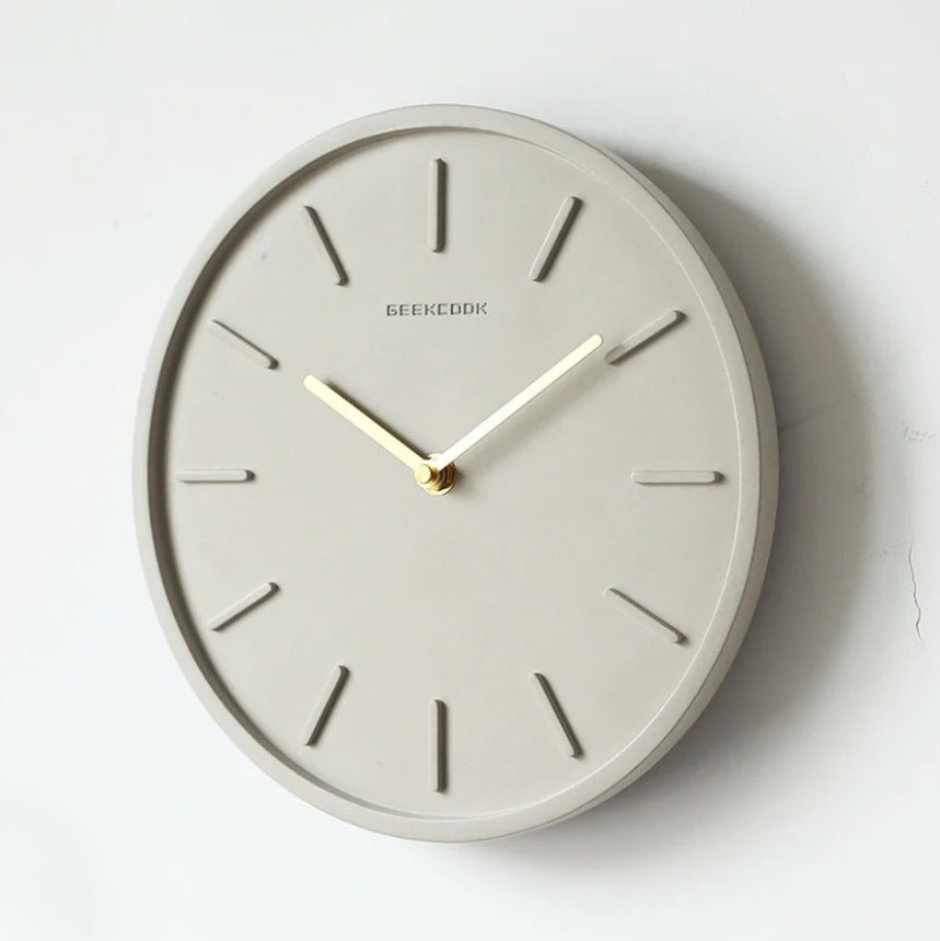 Fjordline Nordic Cement Wall Clock With Metal Pendant - OpalDwell