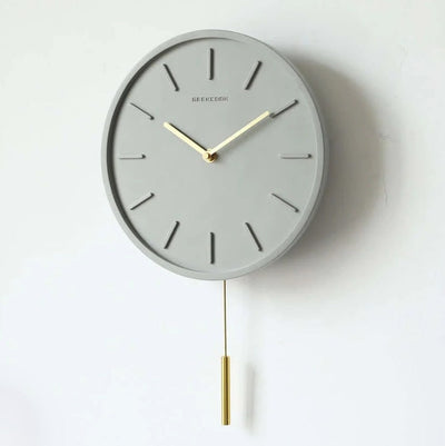Fjordline Nordic Cement Wall Clock With Metal Pendant - OpalDwell