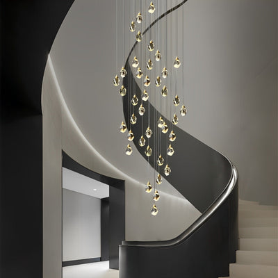 Astrae | Spiral Crystal Droplet Elegant Pendant Chandelier - OpalDwell