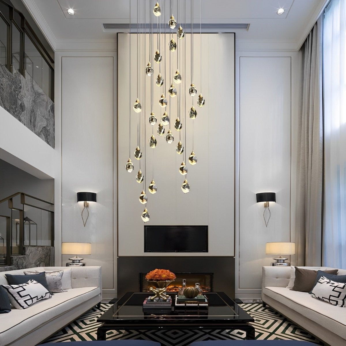 Astrae | Spiral Crystal Droplet Elegant Pendant Chandelier - OpalDwell