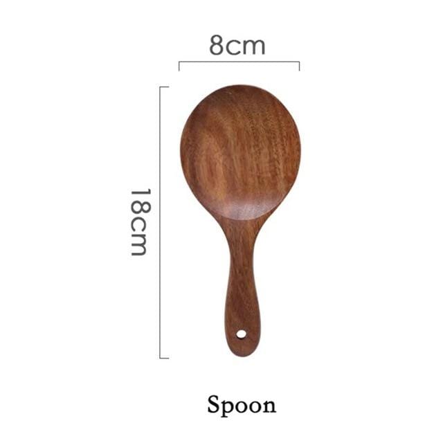 EcoTeak Kitchen Utensil Set Gentle On Nonstick Pots - OpalDwell