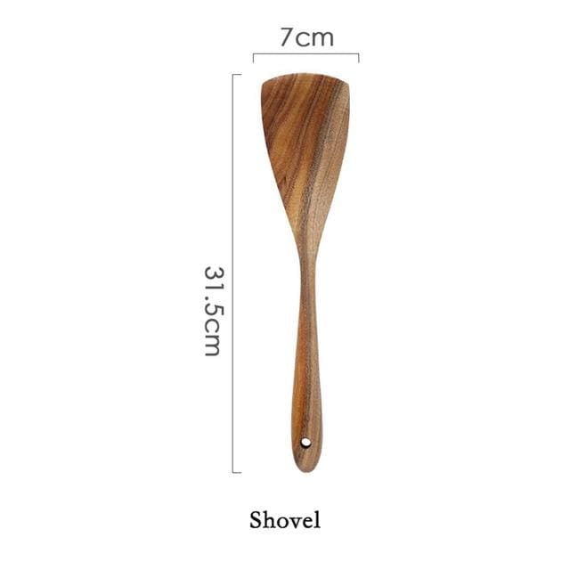 EcoTeak Kitchen Utensil Set Gentle On Nonstick Pots - OpalDwell