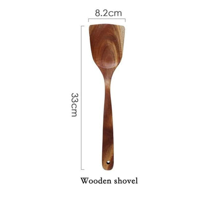 EcoTeak Kitchen Utensil Set Gentle On Nonstick Pots - OpalDwell