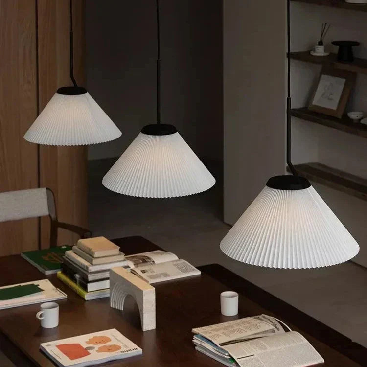 Caelara Soft Pleated Ceiling Pendant Light In Cream - OpalDwell