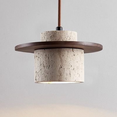 Lirona Travertine Pendant Light In Yellow Cave Stone - OpalDwell